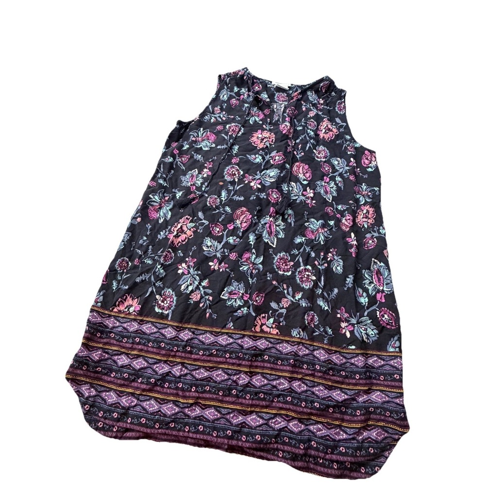 Beach Lunch Lounge Floral Boho Resort Sleeveless Tank Dress Cover Up Pool Sz L